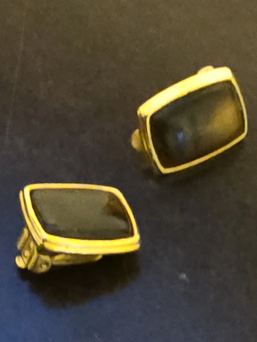 Gold-Tone Beown Stone Clip On Earings - Classic Womens Accessory